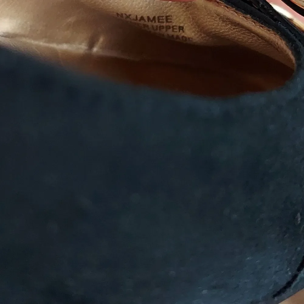 Next Black Suede Flats with Gold Accents 9